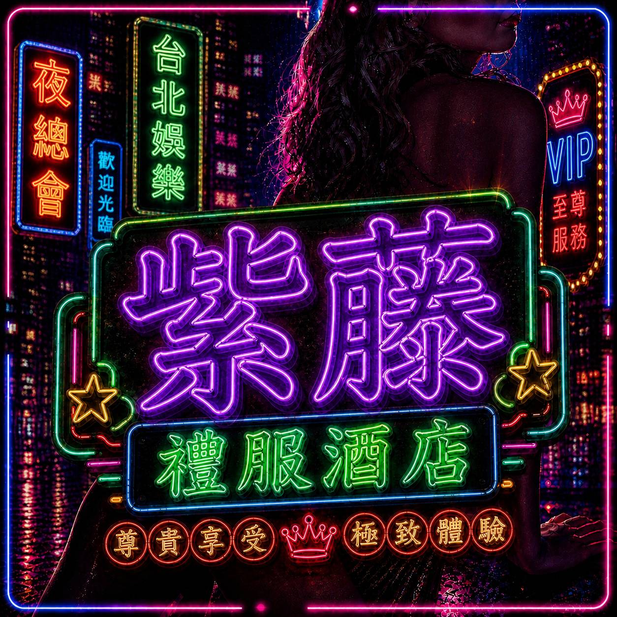 台北酒店霓虹風格店名視覺